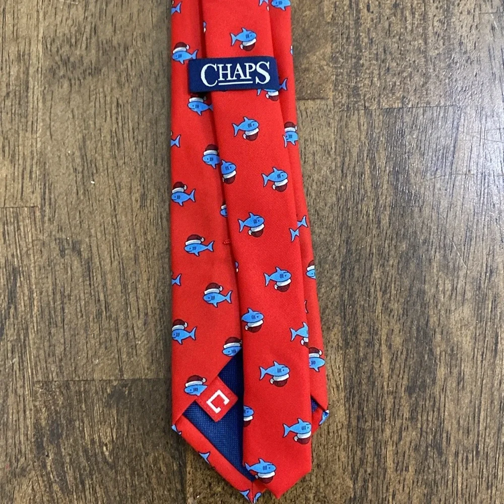 EUC Chaps Shark with Santa Hat Tie